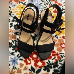 Sonoma Black Block Heel Sandals
